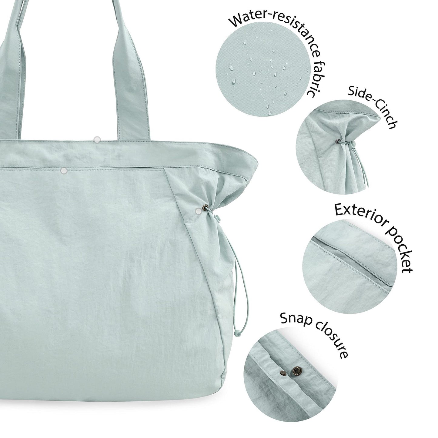 Water-Resistant Tote Bag with Drawstring Side-Cinch and Snap Closure - 18L Capacity Pink