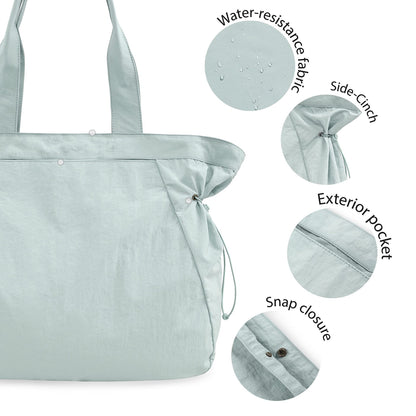 Water-Resistant Tote Bag with Drawstring Side-Cinch and Snap Closure - 18L Capacity Pink
