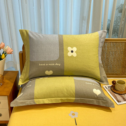 Comfortable cotton pillowcase, double-sided warm design, breathable and skin-friendly - Yellowish gray