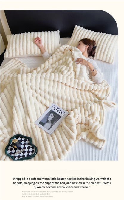 Blue plush tufted blanket - double-sided for warmth and skin-friendly comfort( 100*150cm)