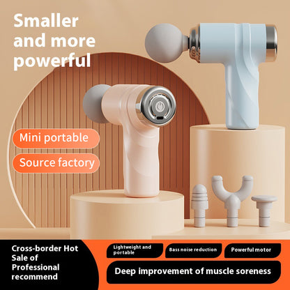 Ivory Mini Portable Massage Gun - Deep Tissue 6mm Relief with 4 Massage Heads and Bass Noise Cancellation