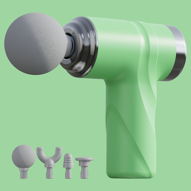 Light Green Mini Portable Massage Gun - Deep Tissue 6mm Relief with 4 Massage Heads and Bass Noise Cancellation