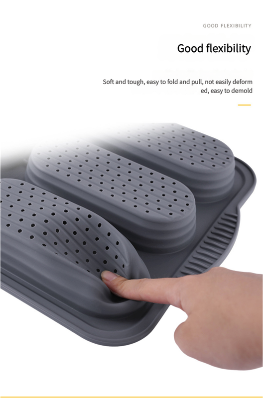 Brown 6-hole silicone baking mold, perforated loaf pan 37.5 cm x 24.5 cm, suitable for bread and cakes (sold in sets of 2)