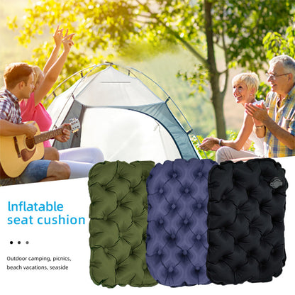 Inflatable Seat Cushion - Portable 40x30x5cm Camping Pad in Olive Grey
