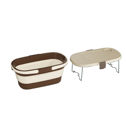 Foldable Picnic Basket with Tray - 16.5L Capacity, White Coffee, Perfect for Camping and Outdoor Gatherings