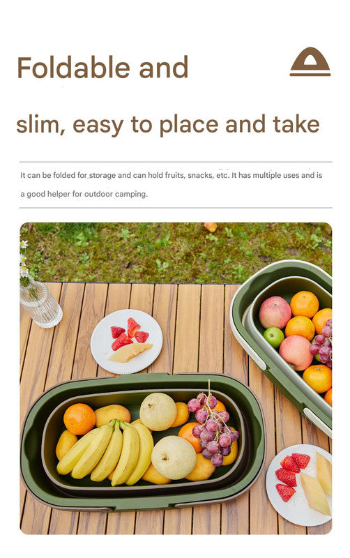 Foldable Picnic Basket with Tray - 16.5L Capacity, White Gray, Perfect for Camping and Outdoor Gatherings