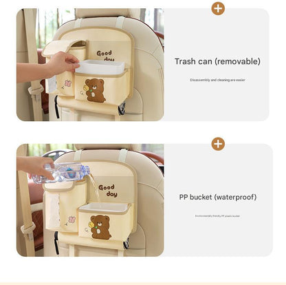 Car Seat Back Organizer with Practical design-Multi-Pocket Storage for Tissues and Gadgets-Brown