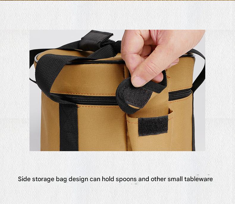 Portable Outdoor Kitchen Utensil Organizer,Waterproof Camping Cookware Storage Bag, Smoke Gray-Size M