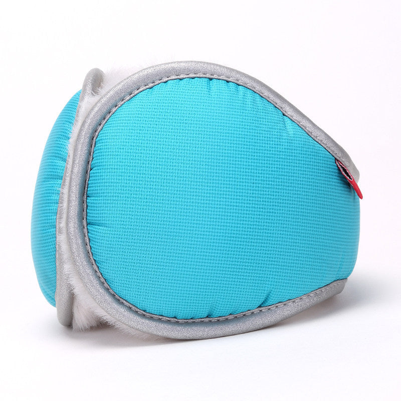 Light blue Winter Comfort Folding Earmuffs - Soft Fleece, Windproof and Waterproof