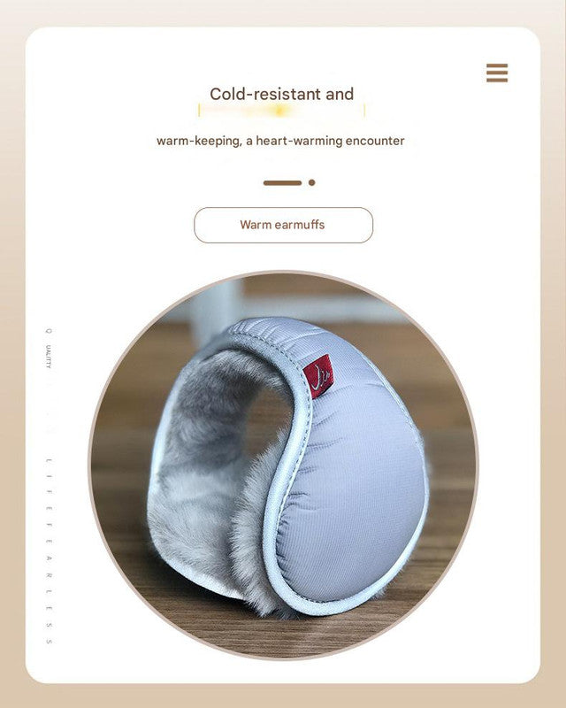 Pink Winter Comfort Folding Earmuffs - Soft Fleece, Windproof and Waterproof