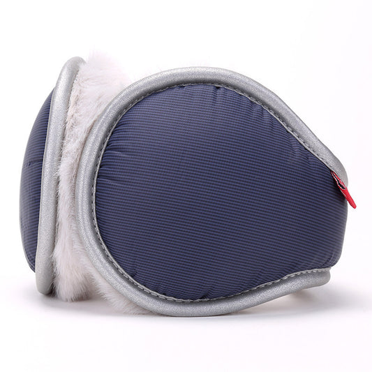 Dark blue Winter Comfort Folding Earmuffs - Soft Fleece, Windproof and Waterproof
