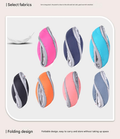 Dark blue Winter Comfort Folding Earmuffs - Soft Fleece, Windproof and Waterproof