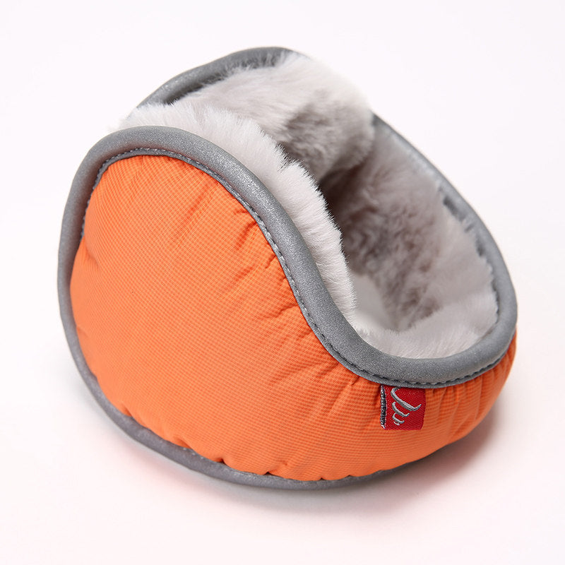 Orange Winter Comfort Folding Earmuffs - Soft Fleece, Windproof and Waterproof