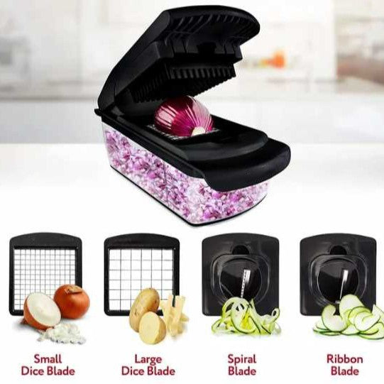18-Piece Multi-Function Vegetable Chopper, Rotary Grater, Spiralizer and Slicer for Home Kitchen (All Black)