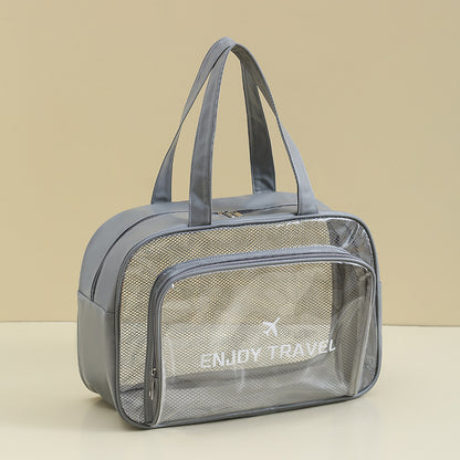 Waterproof beach bag with wet and dry separation, gym and swim storage bag, toiletries and cosmetic bag for swimsuits and goggles (Gray has no shoe compartment)