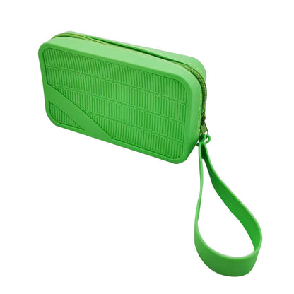 Grass green Silicone Zipper Storage Pouch - Stylish Multi-Purpose Organizer with Wrist Strap