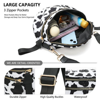 Oxford Cloth Crossbody Bag,Large Capacity Shell-Shaped Fanny Pack with Adjustable Strap(Green plaid)