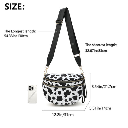 Oxford Cloth Crossbody Bag,Large Capacity Shell-Shaped Fanny Pack with Adjustable Strap(Brown plaid)