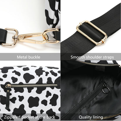Oxford Cloth Crossbody Bag,Large Capacity Shell-Shaped Fanny Pack with Adjustable Strap(Khaki plaid)