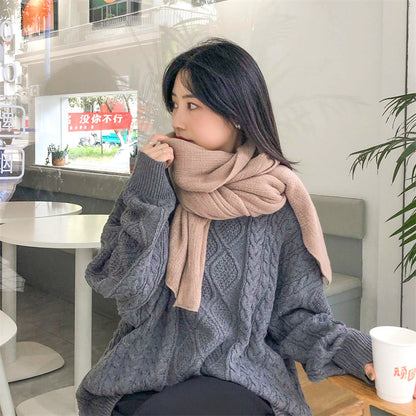 Red Imitation Cashmere Solid Scarf - Warm Winter Shawl for Men and Women
