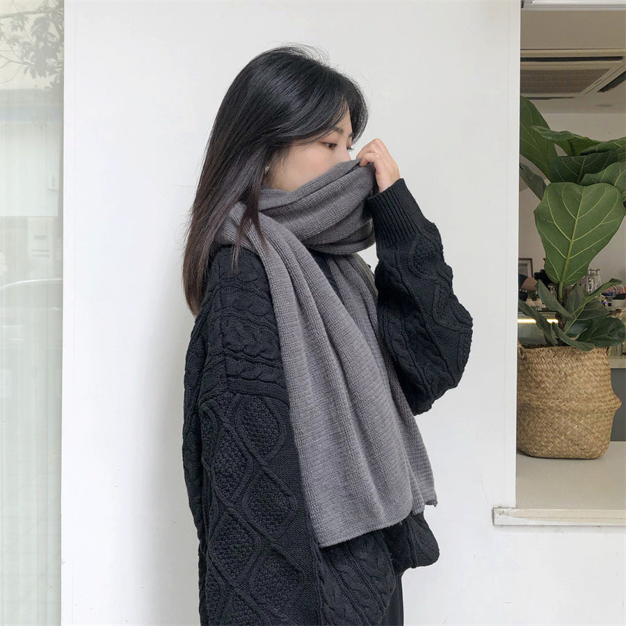 Red Imitation Cashmere Solid Scarf - Warm Winter Shawl for Men and Women