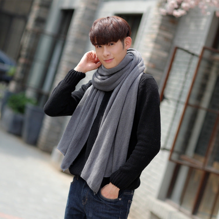 Green Imitation Cashmere Solid Scarf - Warm Winter Shawl for Men and Women