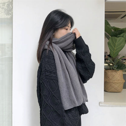 Green Imitation Cashmere Solid Scarf - Warm Winter Shawl for Men and Women