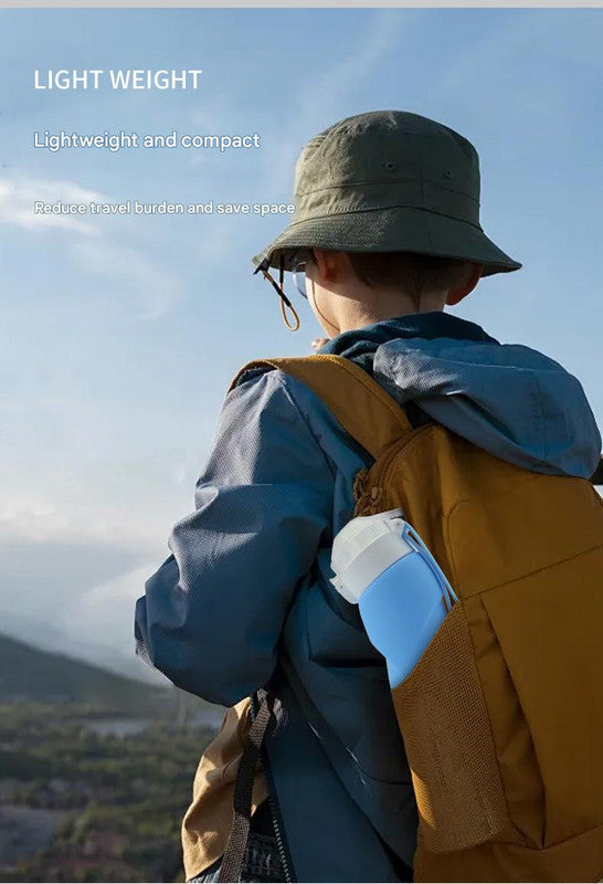 Gray Collapsible Silicone Water Bottle - Portable Large Capacity Outdoor Hiking Flask