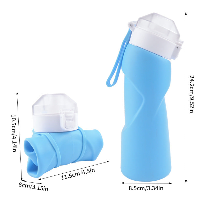 Orange Collapsible Silicone Water Bottle - Portable Large Capacity Outdoor Hiking Flask
