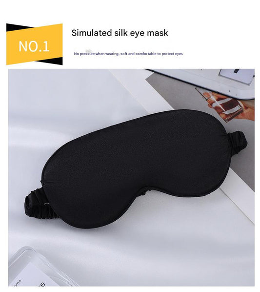 Luxury Satin Sleep Mask Gift Set,4-Piece with Pillowcase and Hair Accessories(Navy blue)