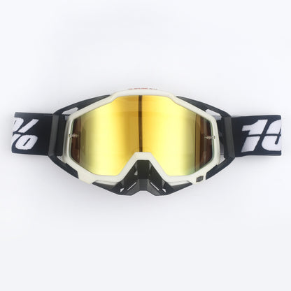 White Black Motorcycle Goggles - UV-Protective Anti-Dust Riding Glasses for Outdoor Sports(Red lenses)