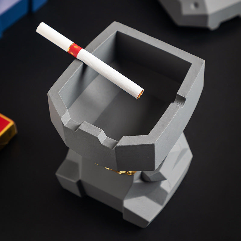 Hippo Ashtray with Lid - Stylish Geometric Decor for Home and Office(Gray)