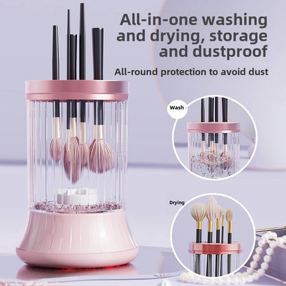 Pink Electric Makeup Brush Cleaner & Dryer Machine - Automatic Spinner Tool (Plug-in model)