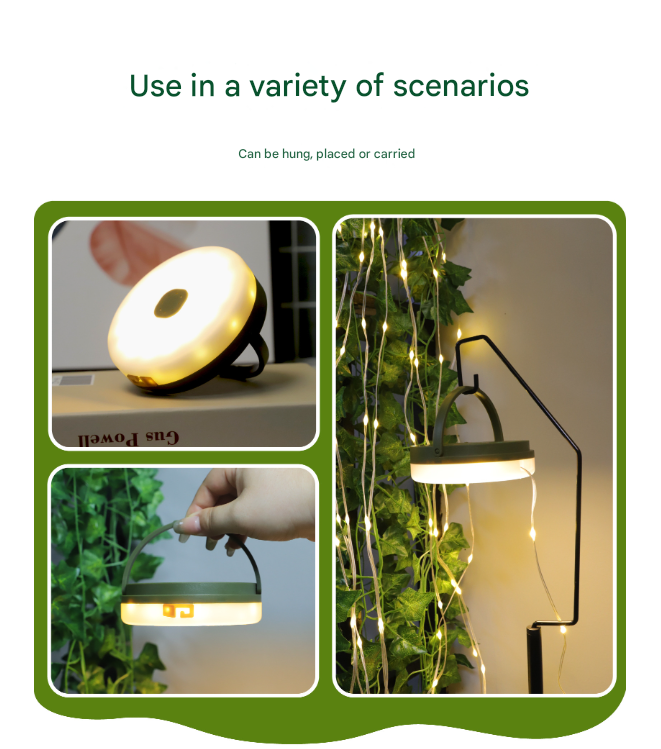 Rechargeable LED Camping Light with 10m Retractable String Light (Warm White)