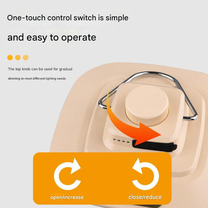 Black Vintage LED Camping Lantern - Rechargeable, Stepless Dimming, Power Bank