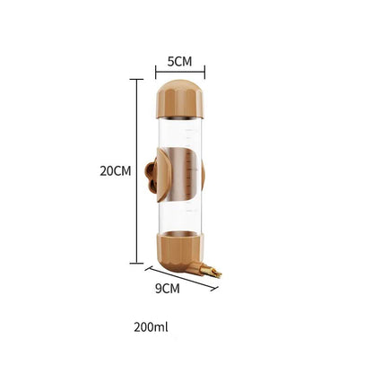 Brown Automatic Bird Water Feeder Bottle (200ml) - Leakproof No-Drip Dispenser for Parrots