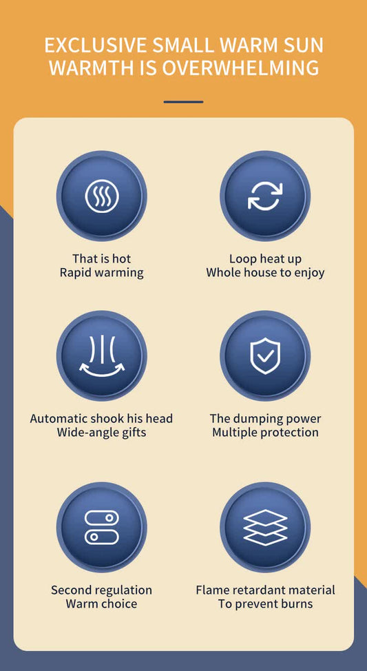 White Portable Electric Heater with Oscillation & Tip-Over Protection- 2 Heat Settings, Mini Tower