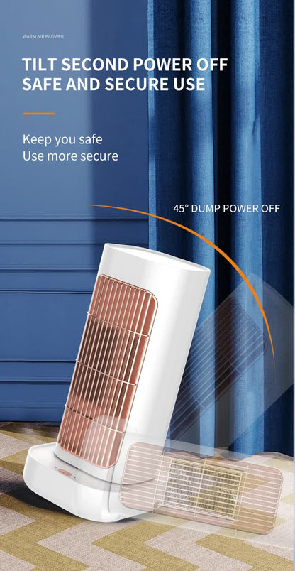 Pink Portable Electric Heater with Oscillation & Tip-Over Protection- 2 Heat Settings, Mini Tower