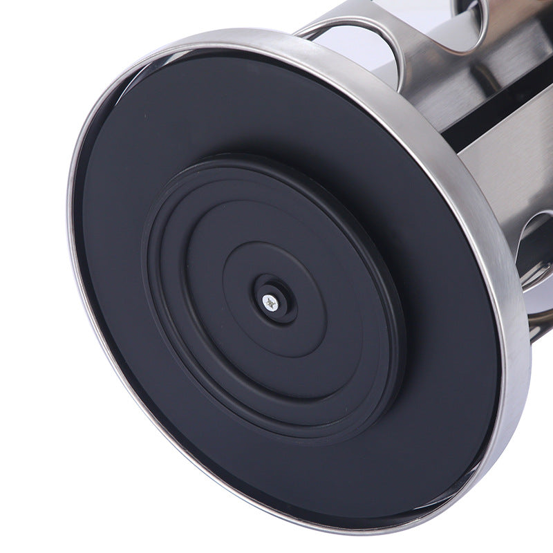 Modern stainless steel round rotating spice rack with 12 empty glass jars (88 ml each)