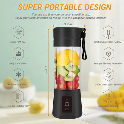 Red Portable Blender USB Rechargeable - Personal Size Smoothie Maker On The Go