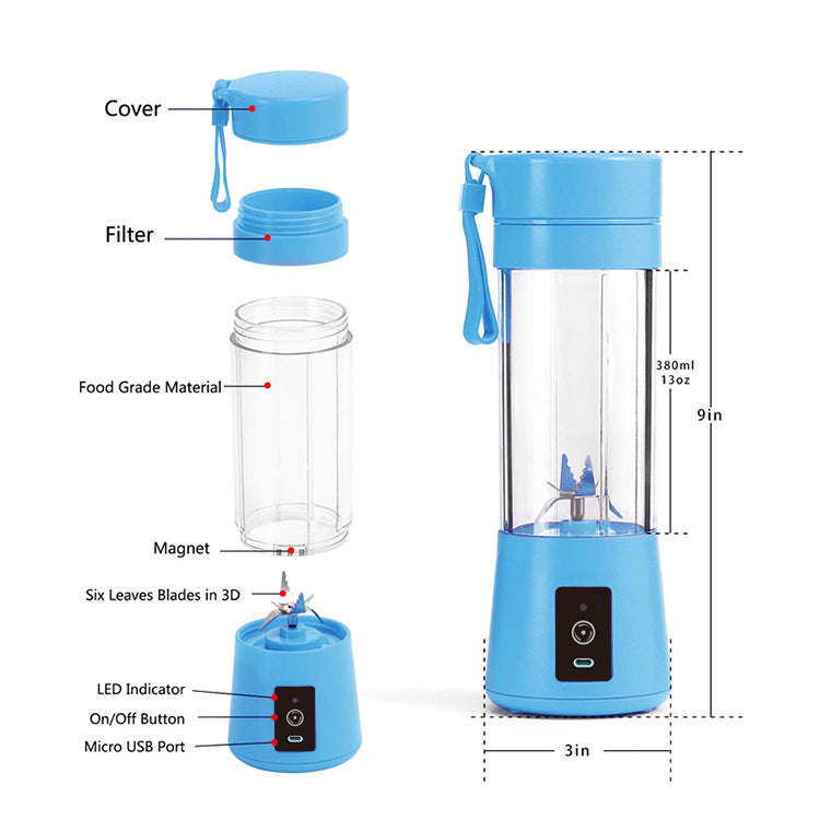 Green Portable Blender USB Rechargeable - Personal Size Smoothie Maker On The Go