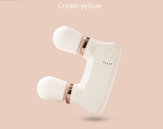 Light yellow Portable Dual Head Mini Massager - 5 Modes, Quiet Operation, USB-C Rechargeable