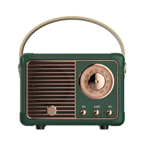 Green Retro Bluetooth Speaker - Portable Mini Wireless Speaker with Vintage Radio Design (Product size: 7x11x5cm)