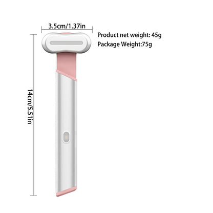 Rose Gold Electric Eye Massager Pen with Red & Blue Light Therapy - Heated Vibration Wand