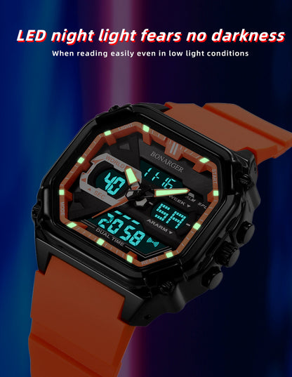 Black Men's Dual Display Watch - Dual Time Digital Analog Waterproof Sports Watch
