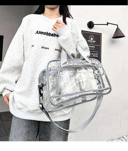 Silver transparent Multi-Purpose Clear PVC Bag - Travel, Fitness, Storage Tote (42x26x15cm)