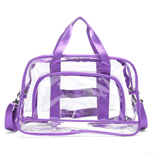 Purple transparent Multi-Purpose Clear PVC Bag - Travel, Fitness, Storage Tote (50x32x18cm)