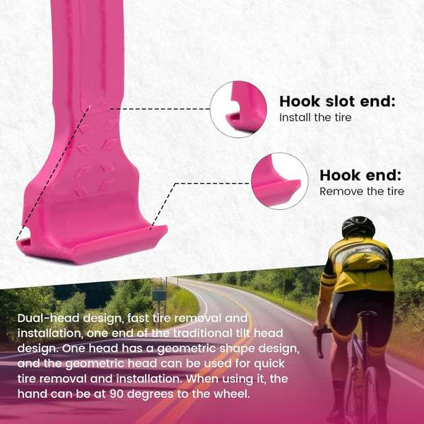 Pink+Black Easy-to-use bicycle tire levers (one pair) - quick tire removal and installation tool