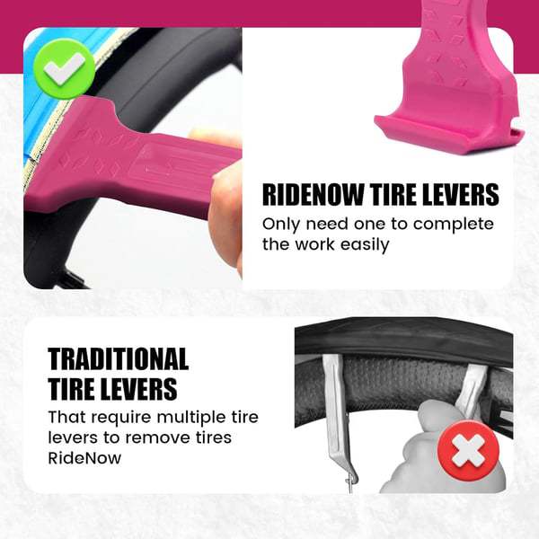 Pink+Black Easy-to-use bicycle tire levers (one pair) - quick tire removal and installation tool