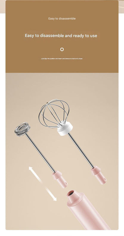 Green Cordless Drink Mixer & Egg Beater with 2 Whisk Heads - USB Powered